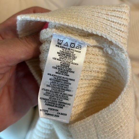 French Connection drop short sleeve zip up turtleneck knit Sweater oversized M - Picture 9 of 13